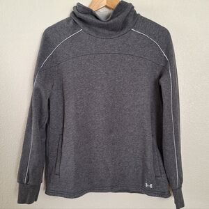 UNDER ARMOUR Loose Rival Funnel Neck Popover Pullover Sweater in Grey Size Small